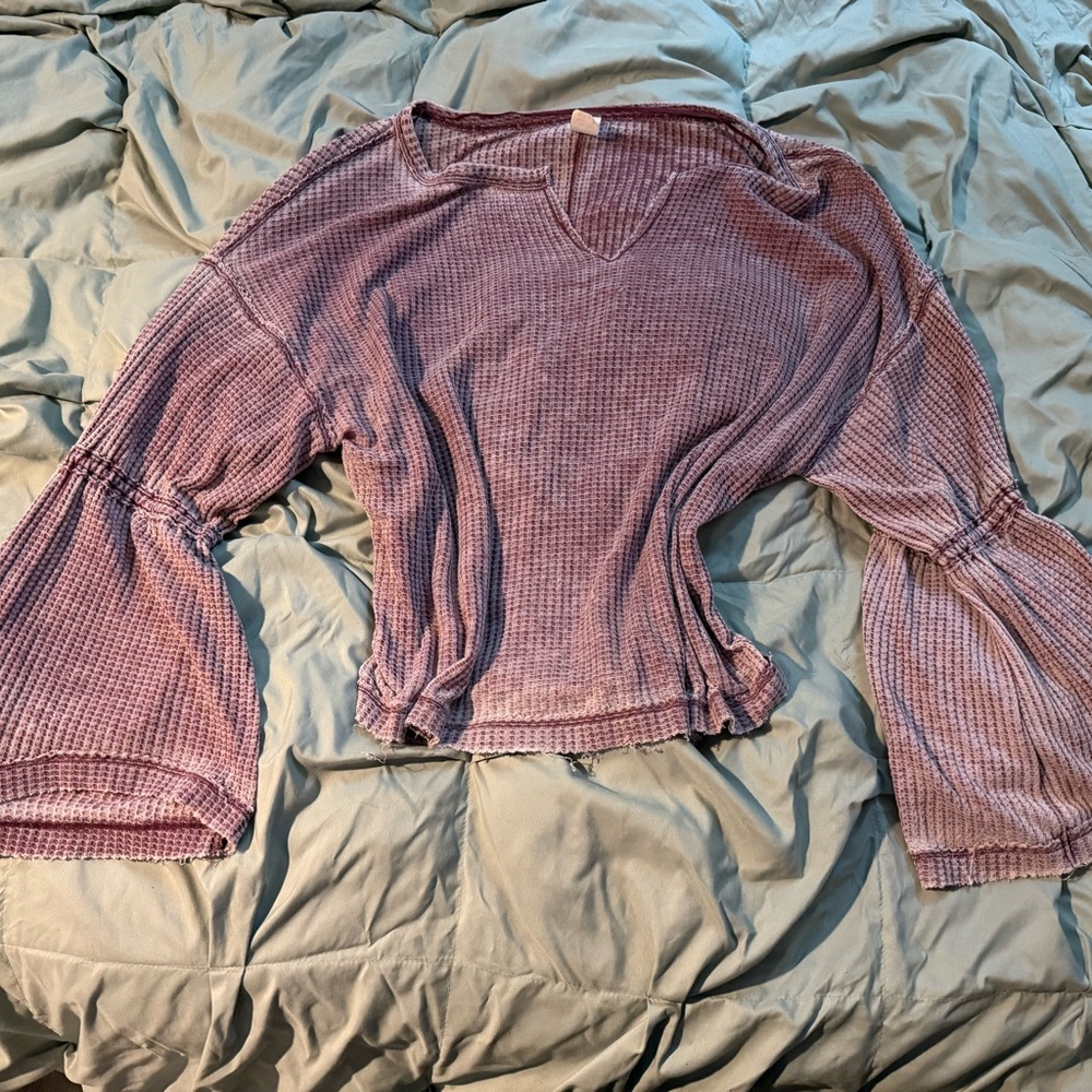Free People Purple Waffle Knit Top